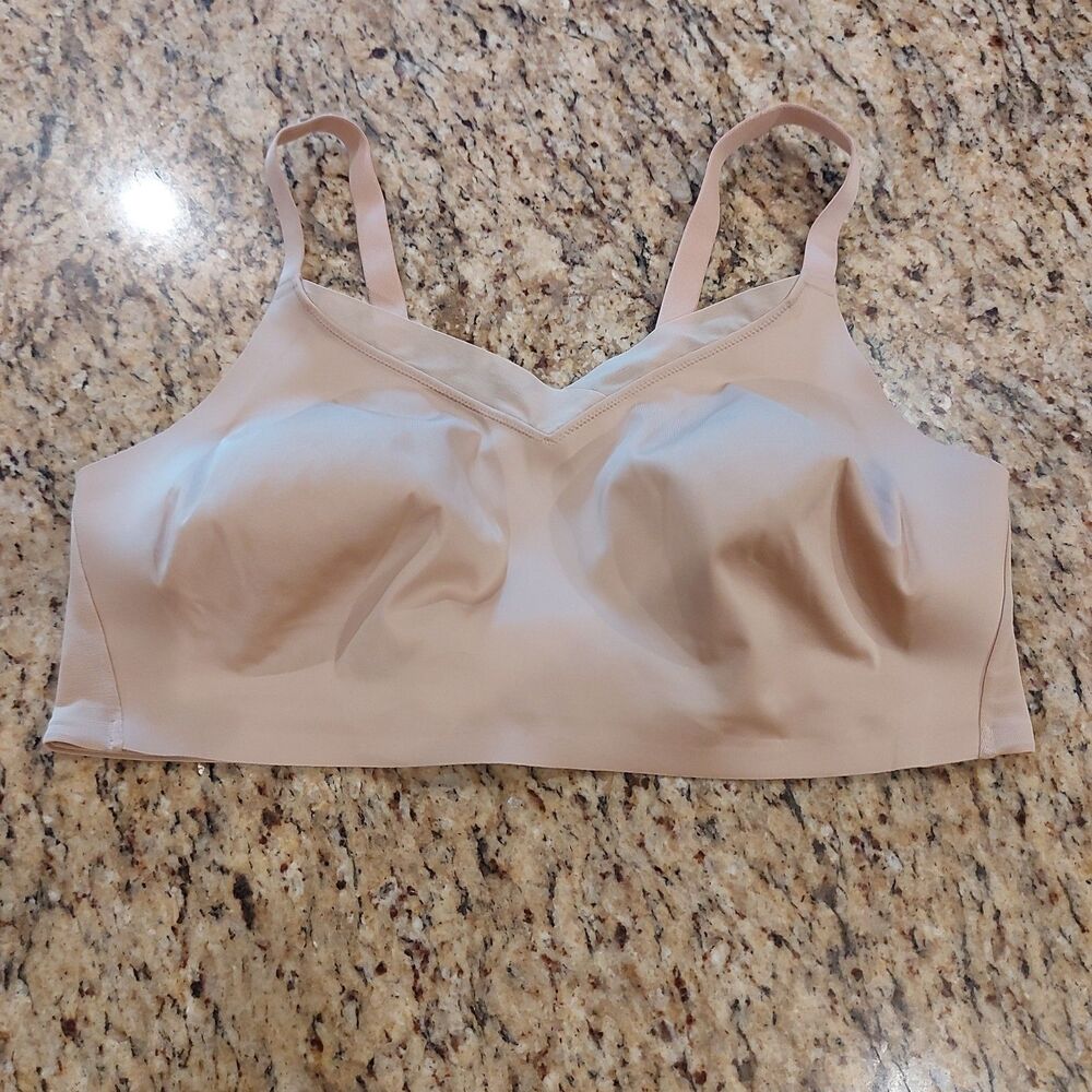 THIRD LOVE Spacer Bra Unlined Wire-Free Size 38E Convertible Straps NWOT Beige
